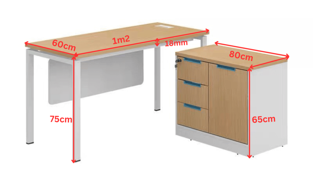 kích thước bàn làm việc hộc tủ rời